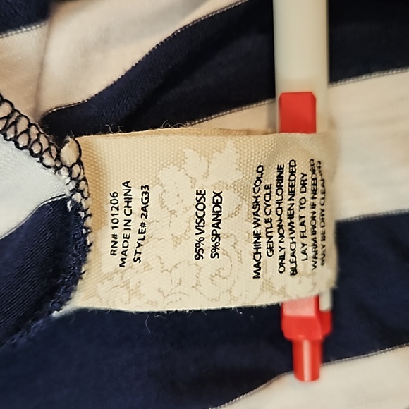 Soft Surroundings Adrift Top Women's M Navy White Stripes Tie Sleeves Nautical - Picture 9 of 11